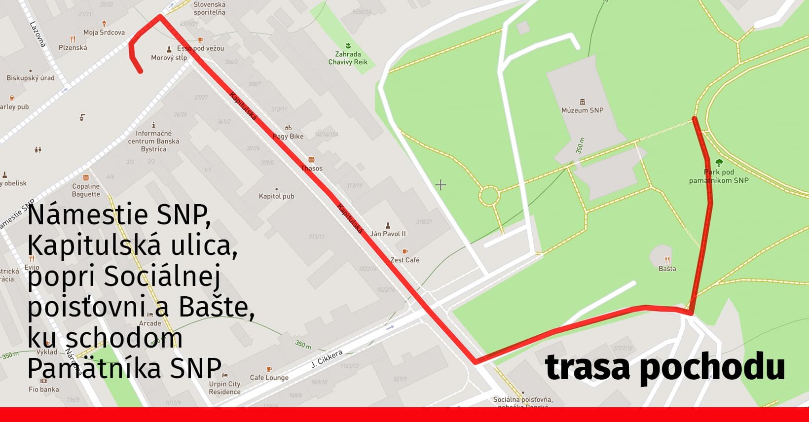 Mapa pochodu Banská Bystrica